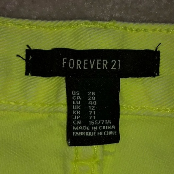Forever 21 Neon Yellow Jean Shorts - Picture 4 of 4